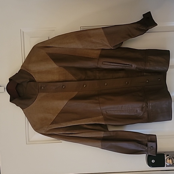 Faux Leather Brown Jacket Size Med - Picture 1 of 8